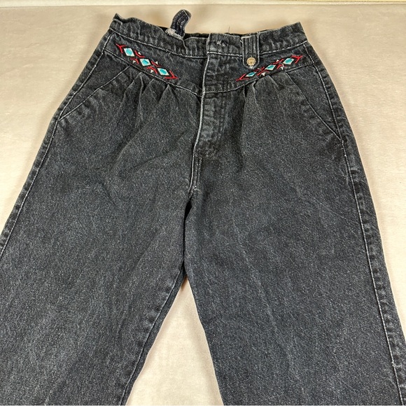Panhandle Slim Black High‎ Rise Jean Embroidery 90s western cowgirl punchy mom - Picture 11 of 15